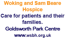 Woking and Sam Beare Hospice Care for patients and their families. Goldsworth Park Centre www.wsbh.org.uk