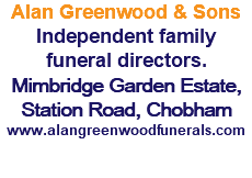 Alan Greenwood & Sons Independent family  funeral directors. Mimbridge Garden Estate, Station Road, Chobham www.alangreenwoodfunerals.com 